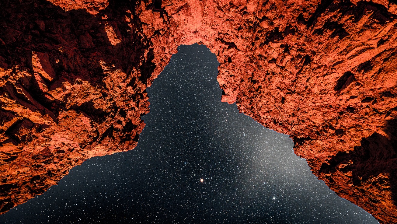 The Milky Way framed by canyon walls